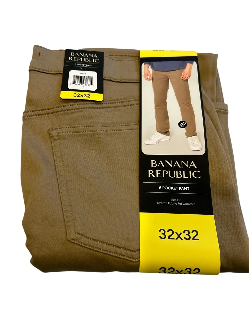 Banana Republic Mens Slim Fit 5 Pocket Pant Tan Stretch Chino 32x32 1620338